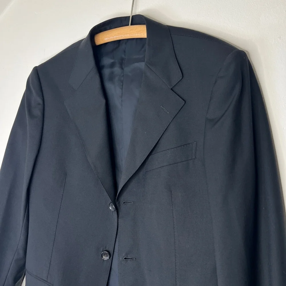 Gucci Black Wool Blazer Jacket Tailored Two Button Structured Minimalist 48R